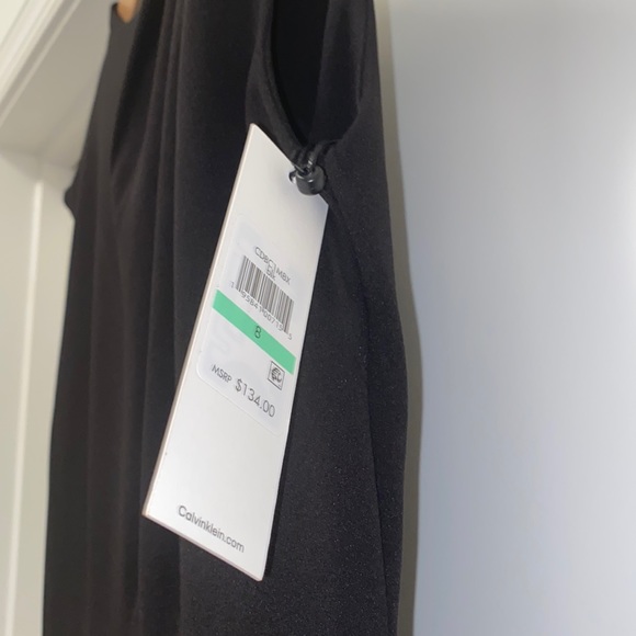 NWT! Black Calvin Klein Button Detail Sheath Dress - Picture 3 of 5